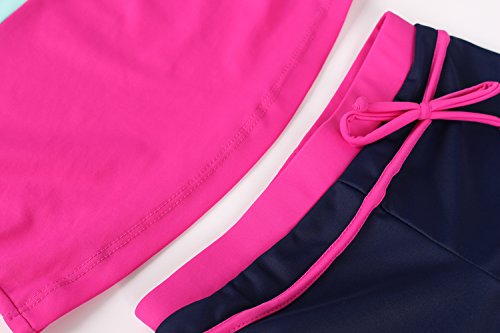 Jerrisapparel Little Girls' Summer Two Piece Boyshort Tankini Kids Swimsuit (5-6/Tag Size L, Rose) #TOP4