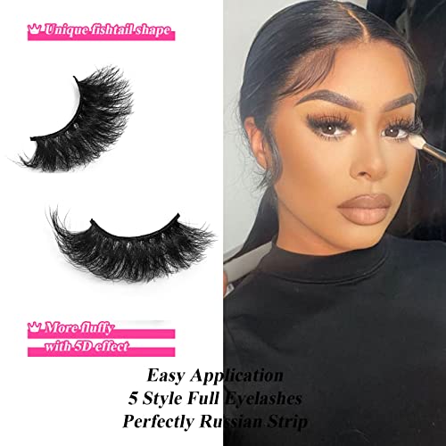 25Mm Lashes Mink Fluffy Long 20 Pairs Dramatic 3D Mink Lashes Pack, Reusable 5D Thick Long 25 Mm False Mink Eyelashes Bulk #TOP4