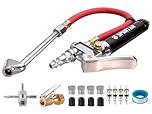 Spurtar 10-120 PSI Tire Pressure Gauge and Inflator Tire Inflator with Pressure Gauge Air Compressor Attachments with 4 Way Tool and Valve Cores for Car Truck Heavy Duty Vehicle