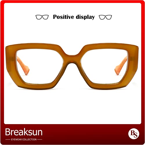 Image of Breaksun Thick Frame Blue Light Glasses for Women Men Fashion Oversized Square Computer Gaming Eyeglasses