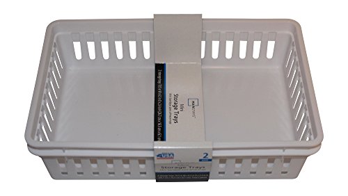 Mini Storage Trays Bin Bundle- Basic Square 3Pk, Slim Plastic Storage Trays Basket 3Pks, Rectangular 2Pk -White #TOP1