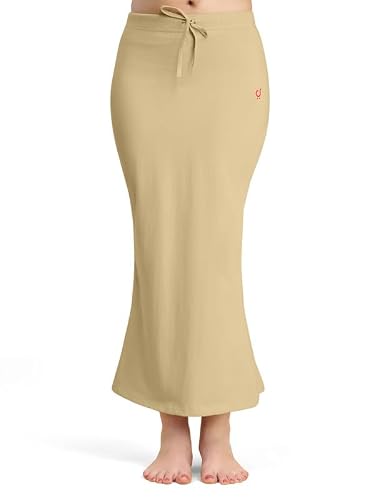TRENDMALLS Women's Pure Cotton Elastane Fish Cut Saree Shapewear Petticoat for Women,Skirts for Women, Saree Shaper Beige