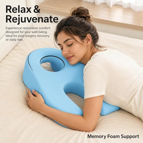 Oreiller mémoire de forme ergonomique respirant bleu avec housse - 8