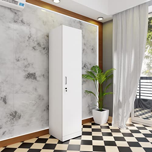 Image of VIKI Wardrobe | Wooden Almirah for Clothes,Door for Bedroom, 1 Door Wardrobe with Doors (Frosty White - 40D x 40W x 180H) | 1 Year Warranty | DIY