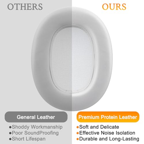 Image of SOULWIT Protein Leather Replacement Earpads for Sony ULT WEAR /WH-ULT900N (WHULT900N) Over-Ear Noise Canceling Headphones, Ear Pads Cushions with Noise Isolation Foam - ULT WEAR PL White