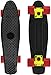 Skateboard 55cm/22inch para Principiantes Adultos y Niños, Mini Cruiser Retro Skateboard con All-in-One Skate 4 PU Ruedas (Negro)