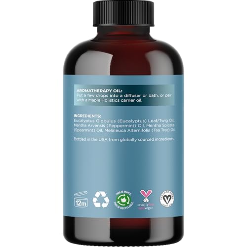 Image of Breathe Essential Oil for Diffuser - Invigorating and Refreshing Breathe Essential Oil Blend with Eucalyptus Peppermint Tea Tree and Mint for Diffusers for Home and Shower Aromatherapy (4 Fl Oz)