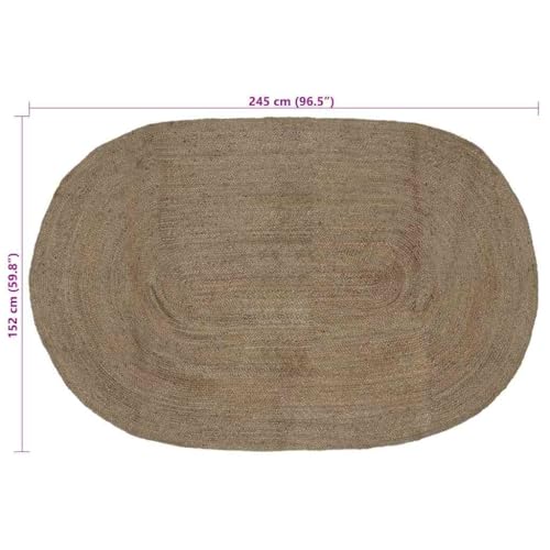 Tapis ovale en jute gris 152x245 cm pour salon moderne
