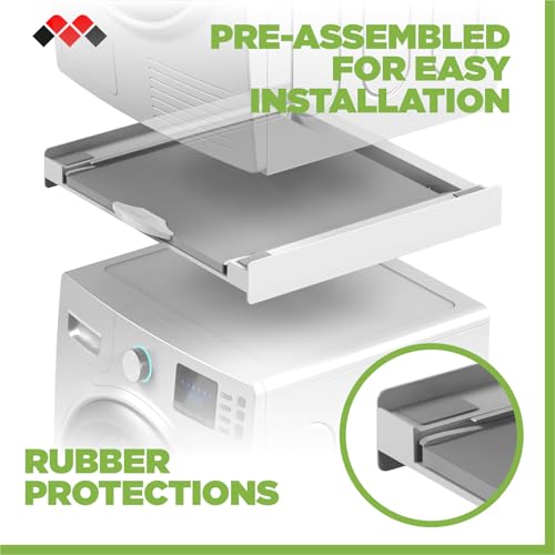 Meliconi Torre EVO, Universal stacking kit for washing machine and drawer, with pull-out WOODEN SHELF, Maximum Load 250 kg, White - Image 4