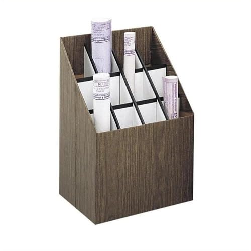 for 12 Compartment Upright Corrugate Fiberboard Roll Files in Walnut