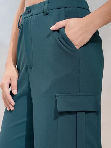 Image of Tokyo Talkies Pure Cotton Straight Wide Leg Cargo Pants |Relaxed Fit Utility Trousers
