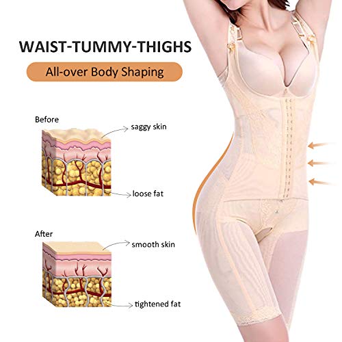 Shymay Women's Full Body Shaper Waist Cincher Thigh Reducer Bodysuit Shapewear, Nude, XX-Large