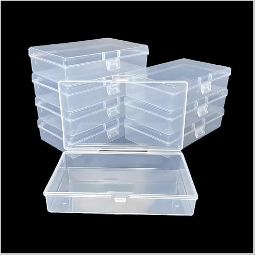 Image of 8 Pcs Plastic, Mini Clear Bead Storage Boxes with Hinged Lid and Rectangular Clear Craft Storage Boxes, Jewelry and Organizer,Nail Tool Box,Circuit board storage(8, 5.3 inch x 3.1 inch x 1.2 inch)