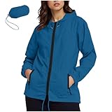 OPHPY Women Rain Jacket with Hood, Packable Rain Jacket Women Waterproof Lightweight Raincoat with Hood Outdoor Hiking Travel Hooded Windbreaker Jackets Sky Blue