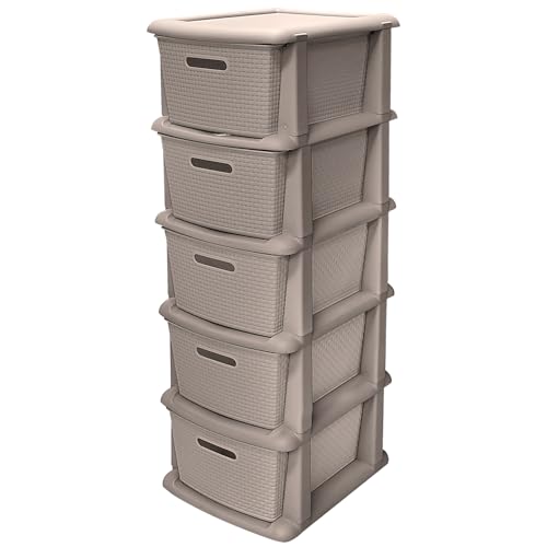 La mejor selección de Cajonera de Plastico Walmart los 5 mejores. 41 Guateplast Cajonera Organizadora de 5 gavetas con textura Ratán | Cómoda Gavetera | Archivero | Cajonera de Plástico | Organizador de Cajones | Beige