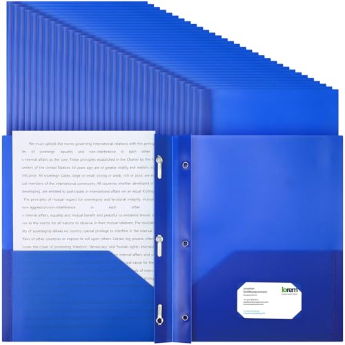 Dossiers de poche avec broches plastique bleu porte-carte classement école bureau
