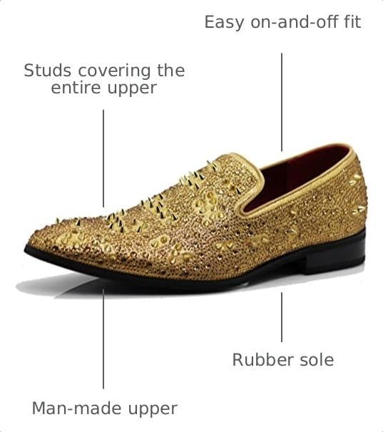 Image of Enzo Romeo Men Fashion Rhinestones Studs Tuxedo Slip On Loafer Dress Shoes WBG