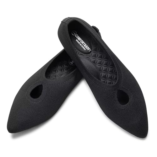 Frank Mully Women's Ballet Flats Teardrop Upper Pointed Toe Lightweight Flats for Women Comfortable Slip on Flats for Work Wedding Office3