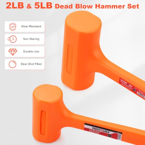 Image of MAXPOWER 5 LB & 2 LB Dead Blow Hammer Set, Spark and Rebound Resistant