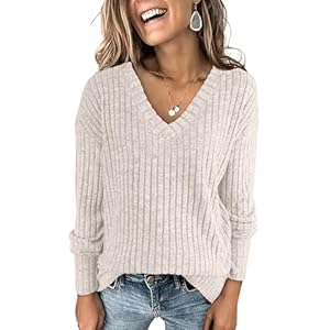 ANRABESS Long Sleeve Shirts for Women V Neck ...