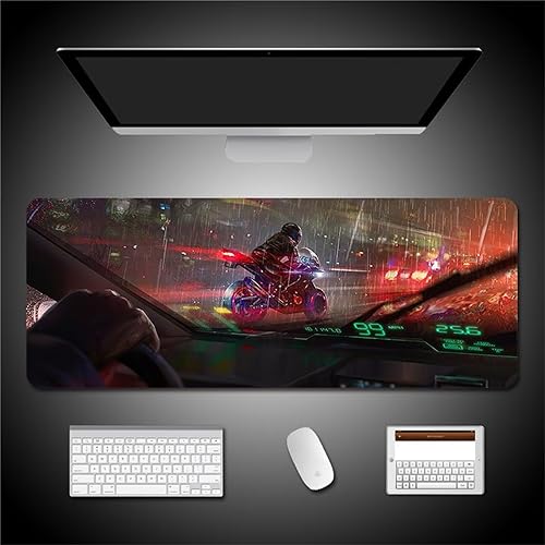 Tapis de Souris Gaming XXL 700x300x3mm,Surface Améliore Vitesse et la précision,Base en Caoutchouc Antidérapant Surface,Sous-Main Bureau pour Tous Types de Souris et Clavier Rues nocturnes Voitures