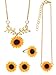 Produktbild 5 Stück Total Sunflower Form Halskette Drop Blütenblatt Anhänger Halskette mit Faux Perle, Sonnenblume Armband Ohrringe Ring für Frauen Schmuck Zubehör (Style Set 2)