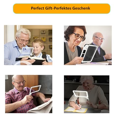 5X Lente Ingrandimento Con Luce Led Rettangolare Grande, Lente Di Ingrandimento Portatile Per Anziani Ipovedenti Lettura Libri, Mappe, Gioielli, Lente D'ingrandimento Manuale Pieghevole - 8