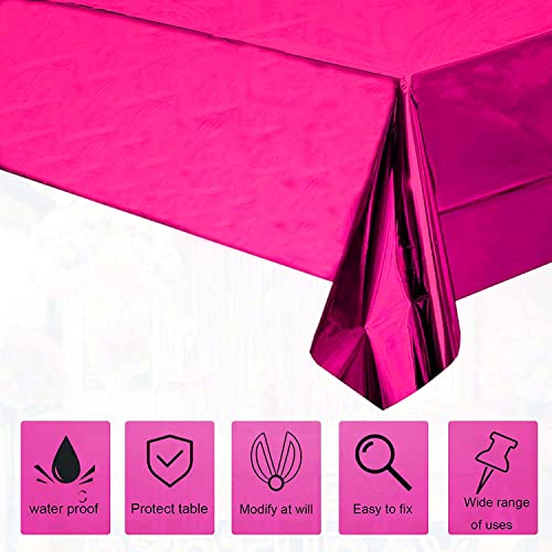 Image of Crackles Pink Rectangular Shiny Metallic Tinsel Foil Solid Color Reusable Table Cover 1.37mX1.83m for Indoor Outdoor Party Birthday,Wedding,Thanksgiving,Christmas,Buffet Parties,Camping