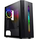 ESGAMING Gaming PC Gehäuse ATX Mid Tower Gehäuse mit 1x120mm ARGB Lüftern, Computer Gaming Gehäuse mit Seiten und Frontplatten aus Gehärtetem Glas Unterstützung USB 3.0