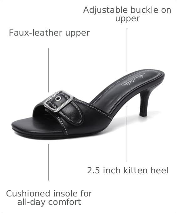 Image of Mostrin Kitten Heels for Women Summer Mules Heels Stiletto Heeled Sandals Slip On Backless Dressy Womens Sandals