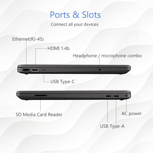 Image of HP 15 Laptop for Home or Work, Windows 11 Pro with Microsoft Office 365, 15.6 inch FHD LED Display, 16GB RAM, 256GB SSD, Copilot AI-Ready, AMD Powerful Processor, Ethernet Port, SD Card Reader, WOWPC USB