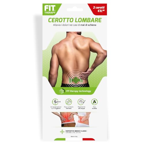 FIT THERAPY – Cerotti Antidolorifici e Antinfiammatori Lombari - Per Mal di Schiena, Lombalgia, Nervo Sciatico – NON SCALDA, Impermeabile, Senza Farmaci, Dura 5 Giorni (2 Cerotti)