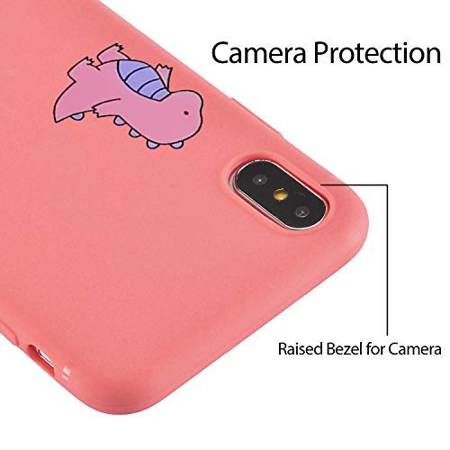 Joyland Silicone Coral Couple Phone Case Cover For Iphone 11 Lover Cute Cartoon Dinosaur Phone Case Cover Bumper Pink Peach Color Protective Shell Compatible For Iphone 11(Coral Dino) #TOP5
