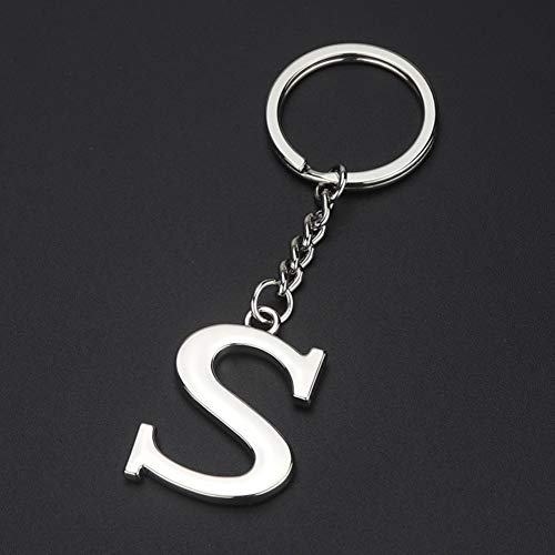 Initial Letter Keychain Alphabet Key Rings Stainless Steel Letter Charm Keychain For Women (Letter S) #TOP1