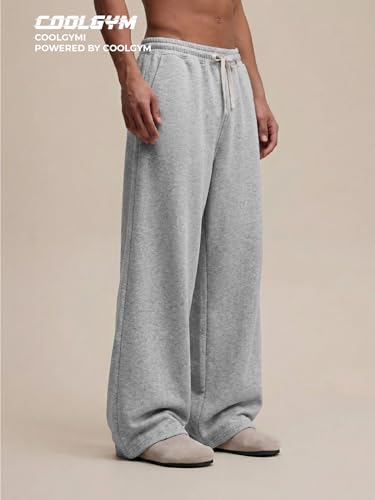 Image of Mens Baggy Sweatpants Wide Leg Loose Open Bottom Uncuffed Gym Casual Lightweight Y2K Pants Relaxed Pocket No Wrinkle