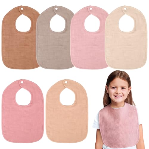 Image of Toulite 6 Pack Muslin Baby Bibs Baby Bandana Drool Bibs Cotton for Unisex Boys Girls Soft Absorbent for Teething and Drooling