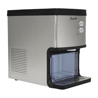 Avanti Nugget Ice Maker with Electronic Controls and Dispenser Countertop Use Makes 33lbs of Chewable Ice Per Day Perfect for Kitchen Office or Breakroom, Includes Ice Bin, 195-Watts, Stainless Steel