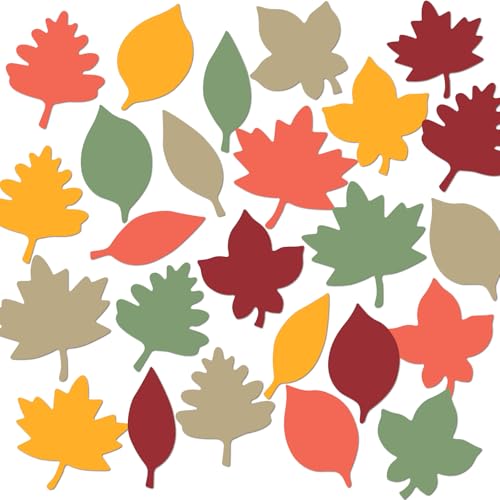 Hillban 125 Pcs Paper Fall Leaves Die Cuts Bulk Autumn