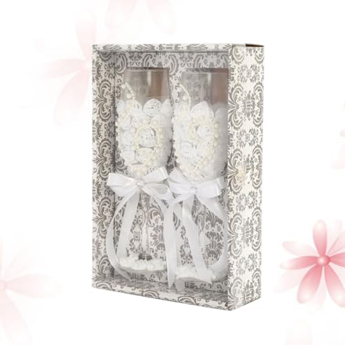 Copas de vino de vidrio blanco resistente juego de 1 par para bodas 6