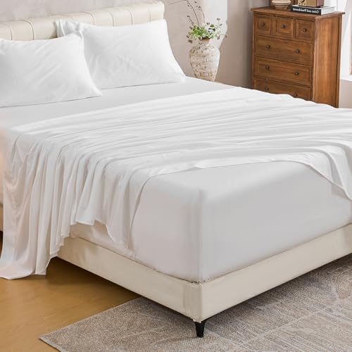MEISHANG King Cotton Sheets 1000TC Deep Pocket 4P White