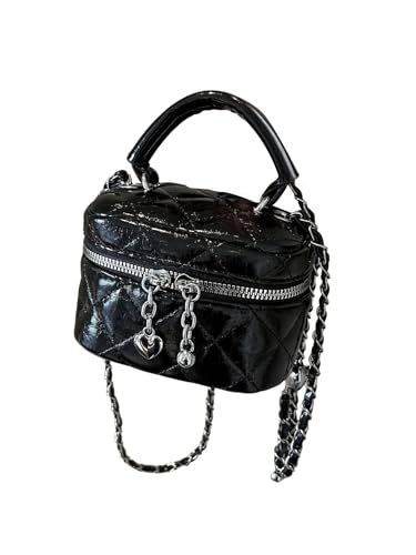 RoseSeek Bolsas femininas acolchoadas com zíper Y2K alça superior pequenas bolsas balde bolsas designer bolsa bolsa bolsa, Preto, One Size