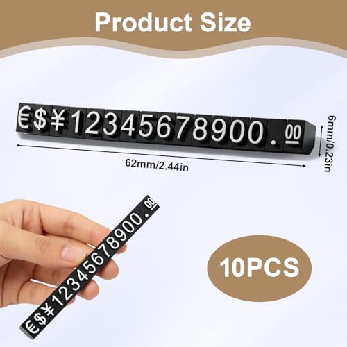 Wcawnlt Preisanzeige-Würfel Verstellbarer, Einstellbare Zahlenwürfel, 10 Stück Schwarz mit weißen Zahlen, Ideal für Geschäfte, Märkte und Produktpräsentationen