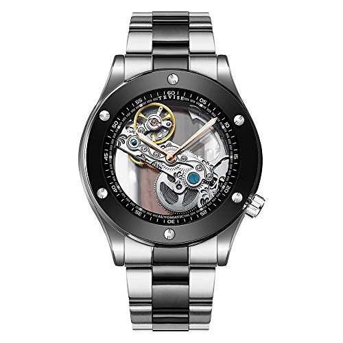 Montre automatique mécanique creuse en acier pour homme élégant et moderne