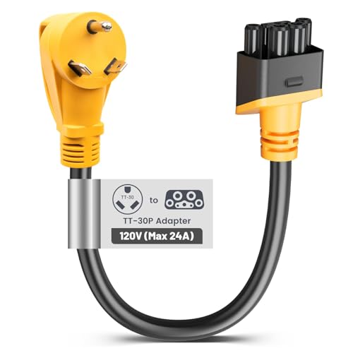 MECMO NEMA TT-30 Adapter for Tesla Gen 2 & 3 Mobile Charger, 24Amp 120V, RV TT-30P Adaptor for Gen II Mobile Connector, for Tesla Motors Model 3/Y/S/X to Charge at 30A RV Camping 120V Outlet