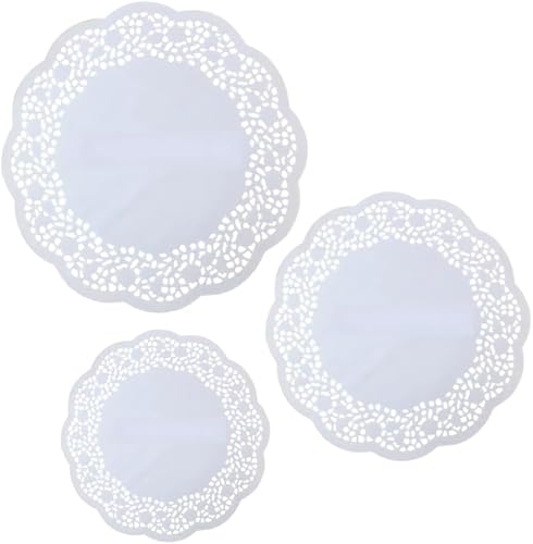 Doilie Paper Round White – 60pc Assorted Sizes (15cm, 20cm, 25cm)