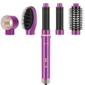 5 IN 1 MaxAIR Styler, PARWIN PRO BEAUTY Haartrockner Warmluftbürste Set, Rundbürstenföhn, Lockenstab, 5 Aufsätze, Trocknen, Glätten, Volumen, Locken, Ionen Pflege, Hochtouriger Motor, Rot (Punk-Stil)