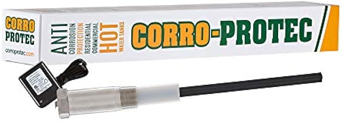Corro-Protec™ Powered Anode Rod for Water Heater, 20-Year Warranty, Eliminates Rotten Egg/Sulfur Smell within 24 hours, Stops Corrosion and Reduces Limescale, Electrical Anode Rod Made of Titanium