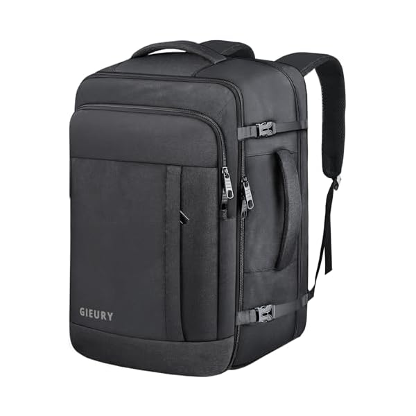 Gieury Carry On Backpack, 50L Travel Backpack, Luggage Backpack TSA Flight Approved Laptop Backpack for Men & Women, Large Expandable 40L Daypack Lightweight Business Weekender Bag, Black