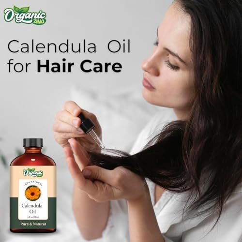 Image of Organic Zing Calendula (Calendula officinalis) Oil | Pure & Natural Essential Oil for Skincare, Hair care & Massage - 118ml /3.99fl oz