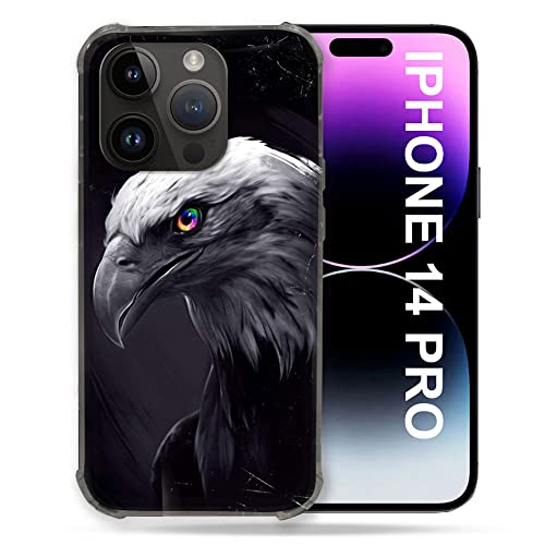 Coque iPhone 14 Pro Aigle Royal - Évitez les rayures avec style grâce au motif noir
